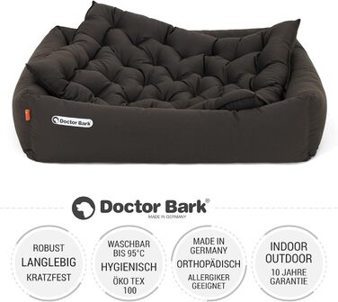 Ортопедичне собаче ліжко Doctor Bark - миється до 95°C, гігієнічне, без запаху, для середніх собак, з м'якою підстилкою (L - 90x80 см, коричневе)