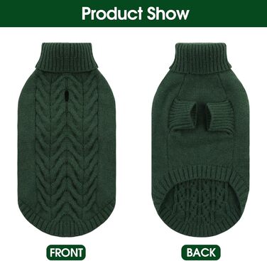 Пуловер для собак великих порід, класичний роллінговий комір, святковий новорічний пуловер, теплий, об'ємний, для собак, цуценят, домашніх тварин, еластичний трикотаж, осінньо-зимовий одяг з отвором для повідка (Рожевий (XX-Large, Зелений))