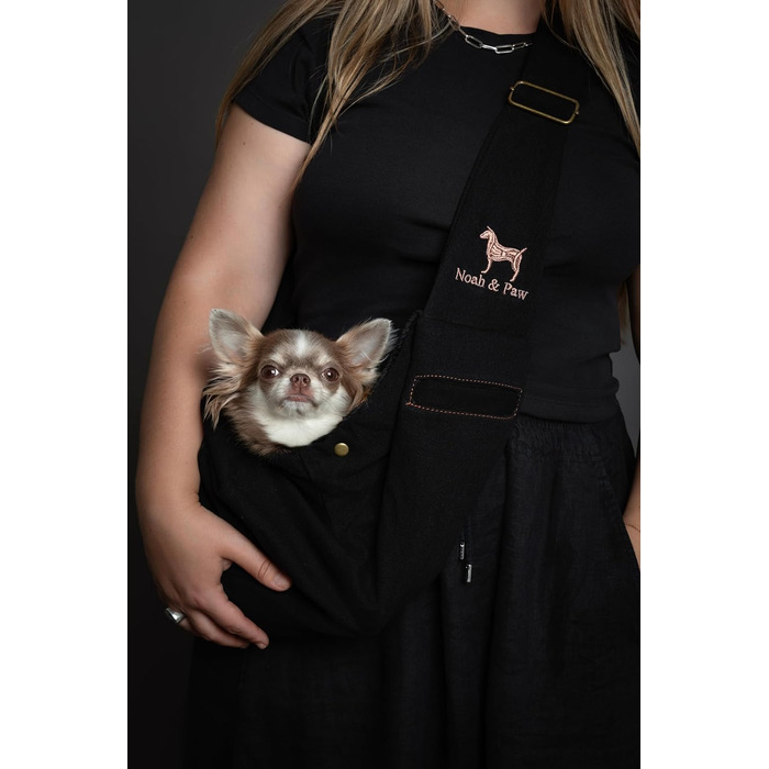 Трасик для собак Noah & Paw: переноска для маленьких собак до 5 кг, преміум денім, регульований ремінь, м'яке хутро, подвійний захист