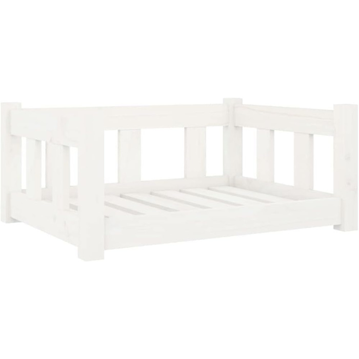 Собаче ліжко біле з масиву сосни 65,5x50,5x28 см - кошик для котів та собак середніх та великих порід