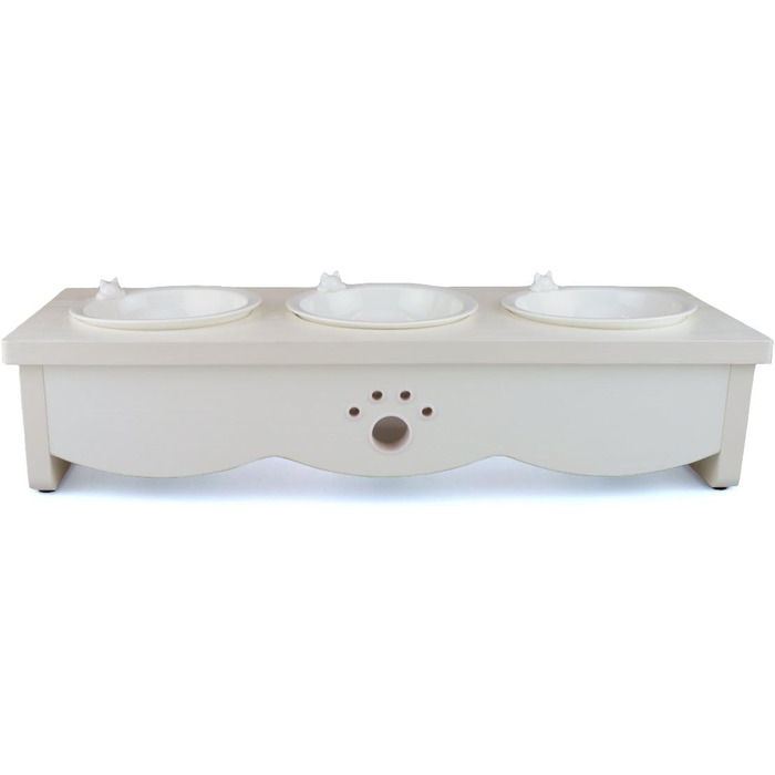 Набір мисок для котів CatS Design: кераміка та дерево, 3 шт. - годівниця для котів, миска для корму, безпечна для миття в посудомийній машині