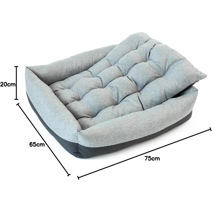 Лежанка для собак вологостійка 75x65x20 см сірого кольору - лежанка-кошик для маленьких та великих собак з неслизьким дном