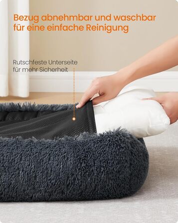 Крісло-ліжко для собак Feandrea, велике, 120 x 85 x 23 см, кошик для собак, м'яке ущільнення, диван для собак, підняті бортики, знімний та пральний чохол, антиковзаюче, Ombré сірий PGW274GA01