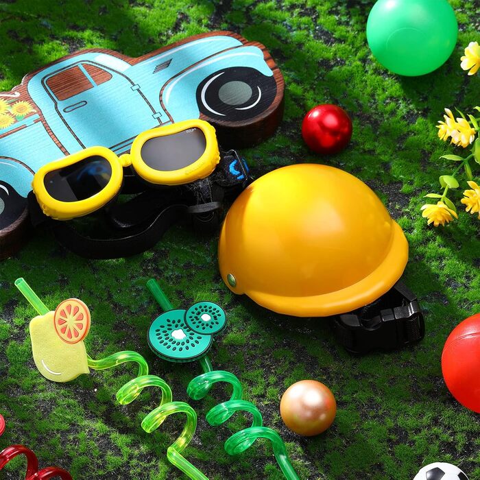 Захисні окуляри для собак, шолом, UV-захист, розмір S (Рожевий/Жовтий)