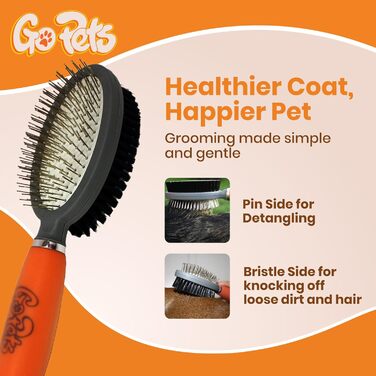 Двостороння щітка GoPets для догляду за шерстю собак і котів, для короткої, середньої та довгої шерсті