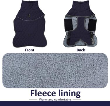 Водонепроникна тепла куртка для собак SilverChry, зручний нашийник, відбивачі, флісова підкладка, для великих собак, тепла та комфортна в холодну погоду, для дому та на вулицю