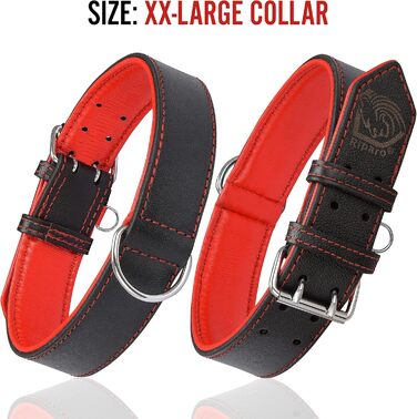 Нашийник для собак Riparo з екошкіри, регульований, посилений, чорно-червоний, L