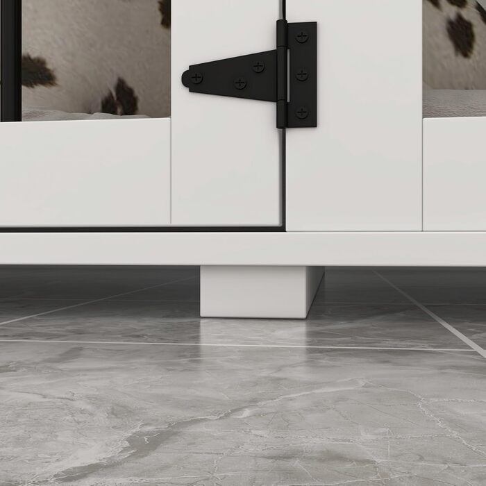 Будка для собак для дому – дерев'яно-металевий вольєр для маленьких собак, меблевого стилю з дверцятами, вантажопідйомність до 50 кг, 136 x 56 x 70 см – сучасний дизайн для дому