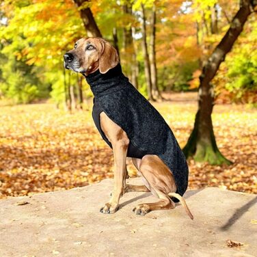 Теплий зимовий одяг для собак EDEL&SCHNELL: вовняна куртка з довгим коміром та світловідбиваючими елементами (65-70 см)