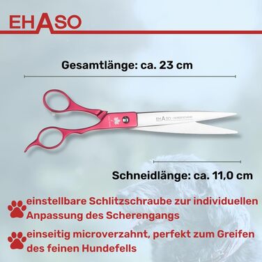 Широкі ножиці з нержавіючої сталі EHASO, 23 см, прямі, з алюмінієвою ручкою