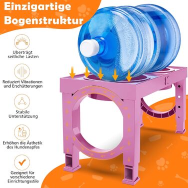 Набір мисок для собак X XBEN 3-в-1: миска для води з захистом від пролиття 1.4L, миска від захлистування 1L, годівниця з 5 рівнями регулювання висоти для середніх та великих собак, нековзна годівниця, рожевий колір