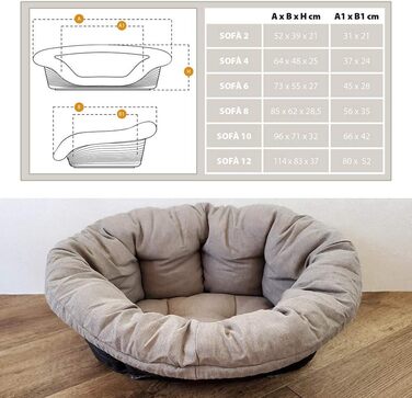 Крісло-лежанка для собак та котів Ferplast SOFA 'CUSHION' - м'яка лежанка з бавовняною подушкою, сірого кольору, 114 x 83 x 37 см