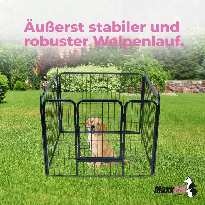 MaxxPet манеж для цуценят, складаний металевий вольєр 101x79 см, 4 секції, регульований, огорожа для собак, високоякісна сталь