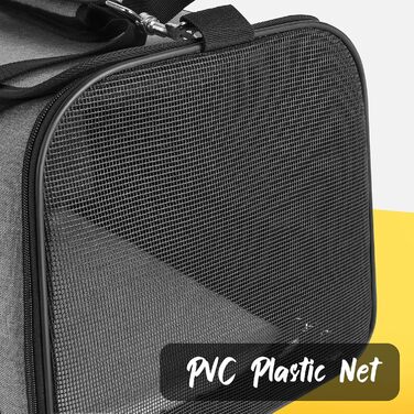 Сумка-переноска для собак та котів YOOFAN, сіра. Знімна підстилка, миска для корму, підходить для перевезень літаком