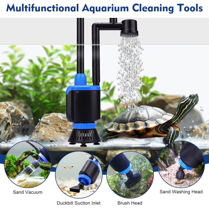 Електричний акваріумний сифон AQQA 6-в-1: для заміни води, миття піску, фільтрації та циркуляції води