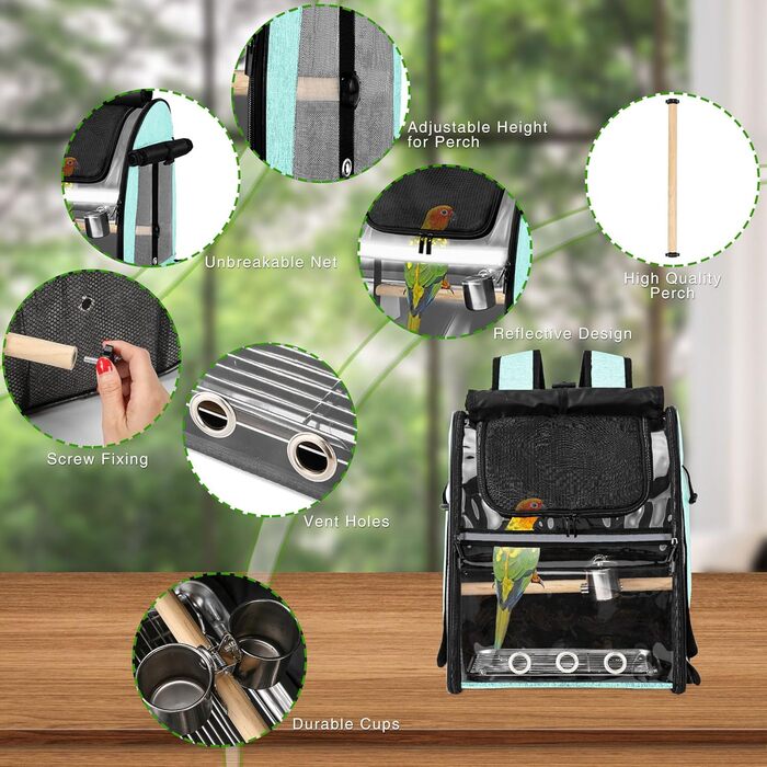 Переносна сумка-переноска для птахів Suertree з нержавіючою сталлю, зелена