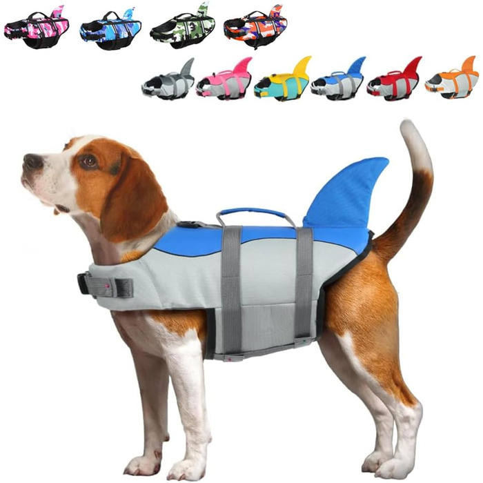 Жилет рятувальний для собак, надувний, з ручкою, для водних видів спорту, блакитний, S