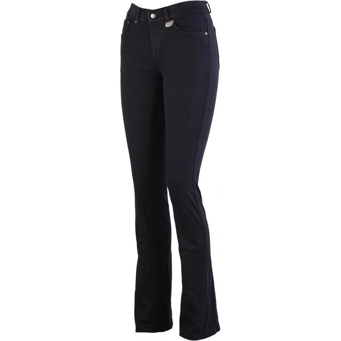Лазура - жіночі рейтузи Джодхпур Діна | Джинсові рейтузи з повним обтиском | Дихаючі та еластичні рейтузи з повним обтиском | Джинсові рейтузи з 5 кишенями | Рейтузи для верхової їзди в 3 кольорах | Розміри 36-46 (46, Чорний)
