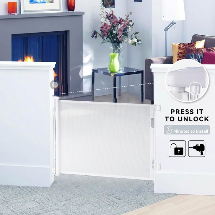 Захист для сходів Hawthyhome: розтяжне дитяче та захисне ворота для тварин (0-140 см, білий)