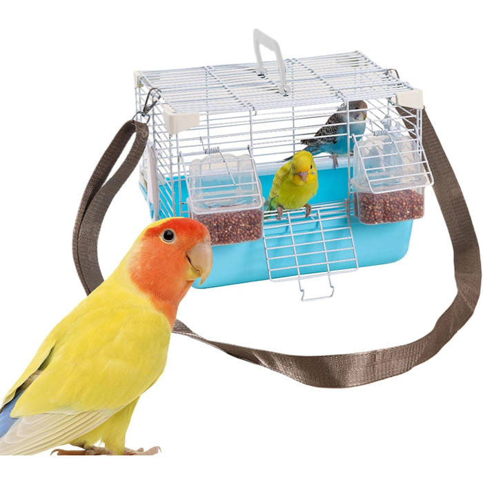 Клітка-переноска Vogel Reisekäfig для хвилястих папужок | Міцна переноска для дрібних тварин, для перевезення та до ветеринара (блакитна)