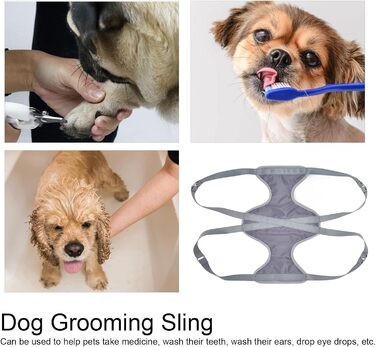 Гамак для грумінгу домашніх тварин, для собак та котів середніх та маленьких порід, сірий. Гамак-тримач для грумінгу, підходить для стрижки нігтів, миття та чищення вух