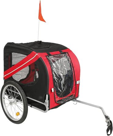 Багатофункціональний велопричіп 2-в-1: для дітей та домашніх тварин. Велосипедний причіп-візок, 2 місця, 137x73x90 см (червоний та чорний)