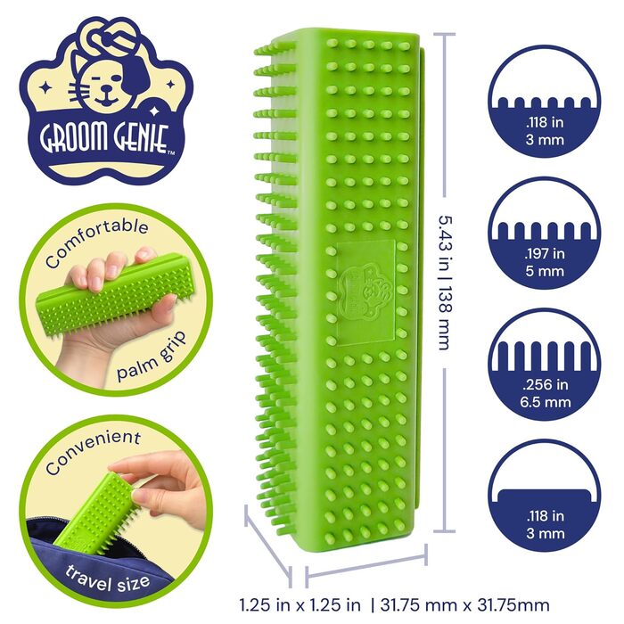 Щітка для видалення шерсті Groom Genie Magic Pet Block для собак і котів, універсальна для диванів, меблів, килимів та одягу, колір польовий зелений