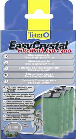 Tetra EasyCrystal фільтр для акваріума 300 з комплектом змінних фільтр-падів 250/300, 3 шт. – фільтр для кришталево чистої та здорової води, внутрішній фільтр з фільтруючим матеріалом