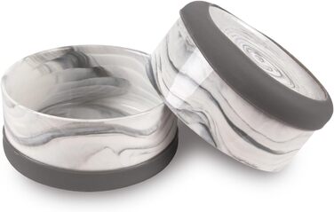 Набір мисок для собак з кераміки (2 шт., сірий, 400 мл) - для маленьких та великих собак, з неслизьким дном, придатні для миття в посудомийній машині