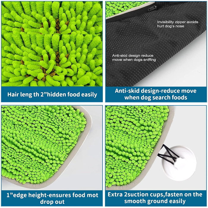 Килимок для собак-нюхачів, розвиває інтелект, миючий, неслизький, 43x53 см (Зелений)
