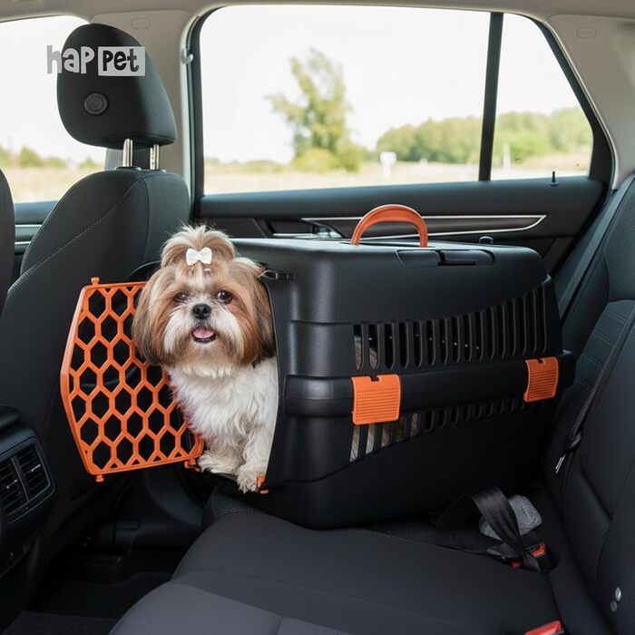 Транспортний бокс для котів та собак HAPPET Tiertransportbox Teddy M, темно-сірий, 56x37x37 см - міцний, добре провітрюваний, для подорожей