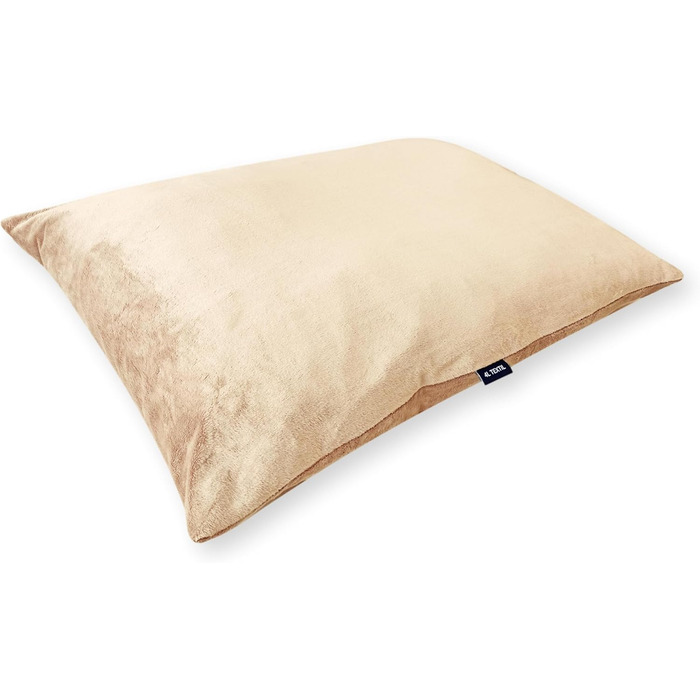 4L Textil ZOE: Лежанка для собак великих порід, 60x50 см, колір капучино (імітація велюру), знімний чохол на блискавці