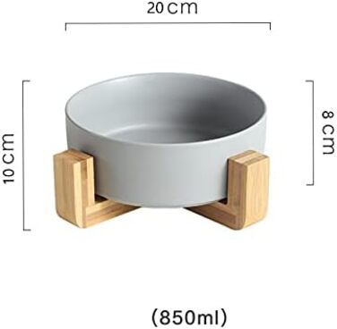 Миска для собак з кераміки з бамбуковим тримачем, сірого кольору, 20,5 см