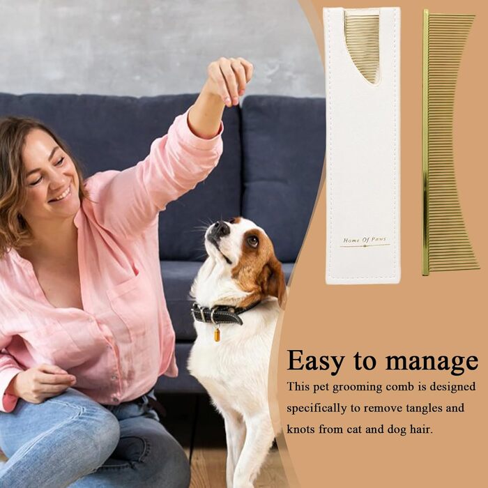 Щітка для котів Flohkamm для догляду за шерстю, для довгошерстих порід, щоденний догляд, після купання, для літніх котів та кошенят (Золота)