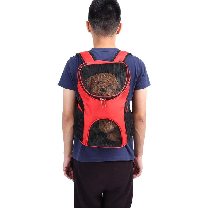 Рюкзак для тварин, регульований, для собак і котів, з вентиляційною сіткою, 25 x 30 x 35 см (червоний)