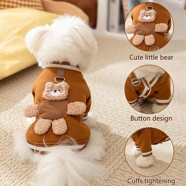 Теплий зимовий пуловер для собак Галатея з кільцем D, коричневий (M)