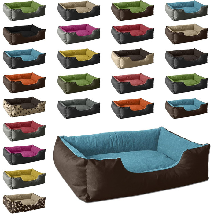 Лягушковий лежак для собак BedDog LUPI, м'який лежак-кошик для собак, знімний та пральний чохол, для маленьких собак, S, коричнево-блакитний MOUNTAIN-BLUE, 50 x 35 x 17 см