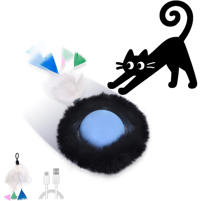 Іграшка для котів GoldenSun: м'ячик-дзиґа з інтерактивною активністю, килимок з мишками, приховане місце з 5 отворів, блакитний колір