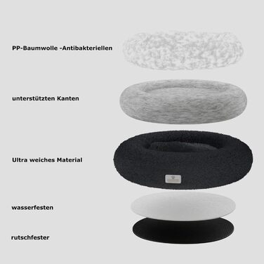 Кругле ліжко для собак та котів Pfoten&nasen® Wolke 7, бежеве, XS (55 см) – м'яке, знімний чохол, для маленьких тварин