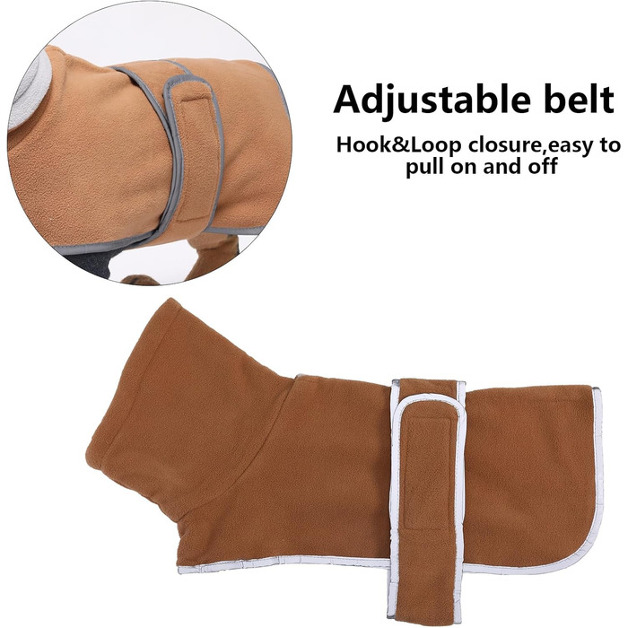 MOREZI Зимова куртка для собак, утеплена, з регульованим кріпленням на липучці та відкидним коміром. Підходить для такс та собак середніх розмірів, коричнева, розмір S (довжина спини: 36-38 см)