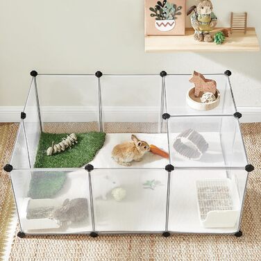 Клітка для тварин SONGMICS Freigehege з піддонами, 2 шт., біла, 125 x 63 x 42 см, для кроликів, хом'яків, їжаків