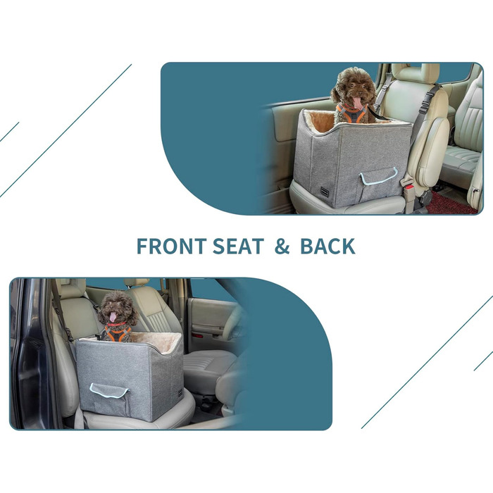Автокрісло для собак Petsfit на заднє сидіння, для середніх та 2 маленьких собак, з підстилкою та ременями безпеки