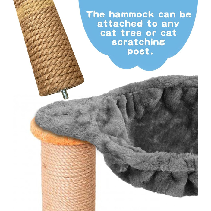 Гніздо-гамак для котів UXIETIN, зручний гамак для великих котів з глибоким кошиком, додаткове кріплення для котячого дерева, заміна гамака для котів, екстра
