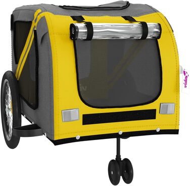 Фаркоп для велосипеда Gecheer для собак, транспортер для собак з відбивачами, зручний дизайн, зелено-сірий оксфордський матеріал, зелений (134 x 68 x 72 см, жовтий)