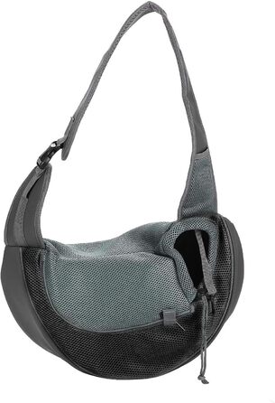 Тканинна переноска для собак та котів, сіра: зручна сумка-переноска для тварин, ідеальна для подорожей та прогулянок на вулиці. Підходить для маленьких собак та кошенят. Має регульований плечовий ремінь та сітчасте вікно для вентиляції.