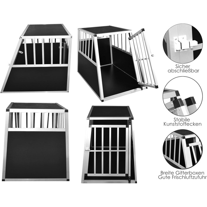 Алюмінієва переносна коробка для собак Defacto (XL) 91x65x69 см, срібна