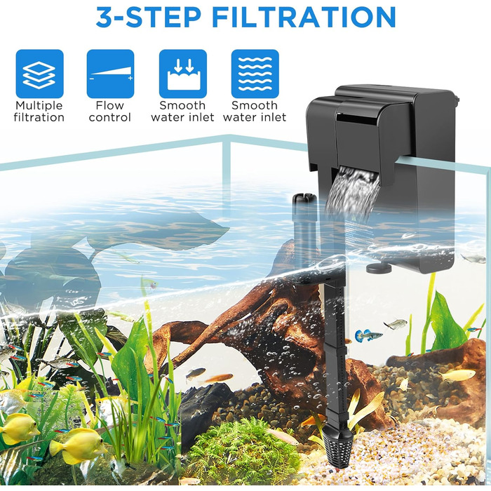 Фільтр для акваріума SOUSLOW 5W, 450 л/год, для акваріумів 10-100 літрів, з регулюванням потоку води та аерацією