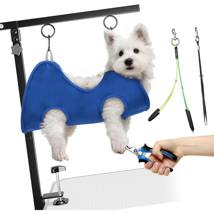 Підставка для грумінгу тварин з металу WZBHCZLJ зі складним дизайном та розслаблюючою гамаком. Стійка до корозії, нержавіюча сталь