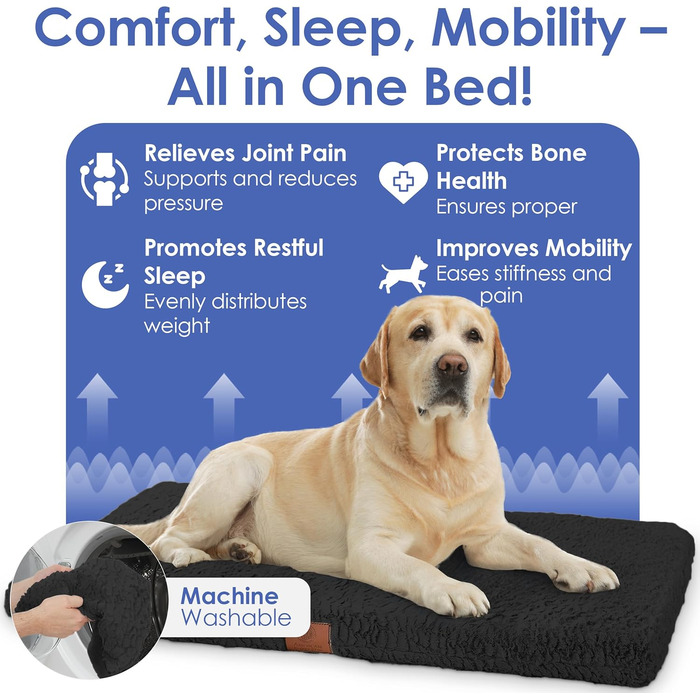 Ортопедичний килимок для собак American Kennel Club з піною з пам'яті, дихаючий, з неслизьким дном, 42 x 27 см (Чорний)