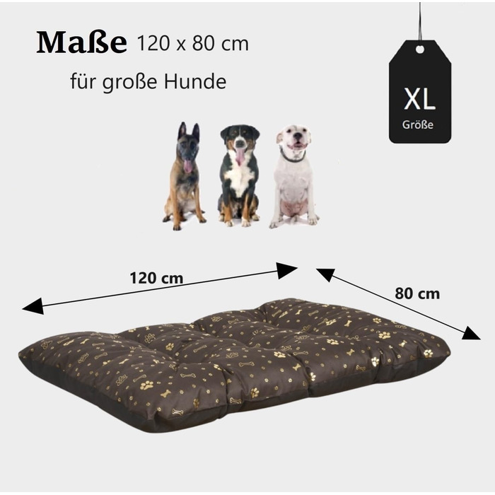 Крісло-ліжко для собак King Dog XL (120x80 см) коричневе, водонепроникне, миється, з оксфордської тканини